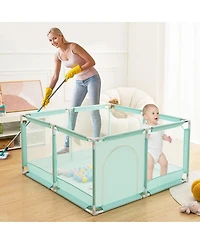Comomy Baby Playpen Play Yard Portable 4 Panel Baby Safety Playpen for Infant Toddler