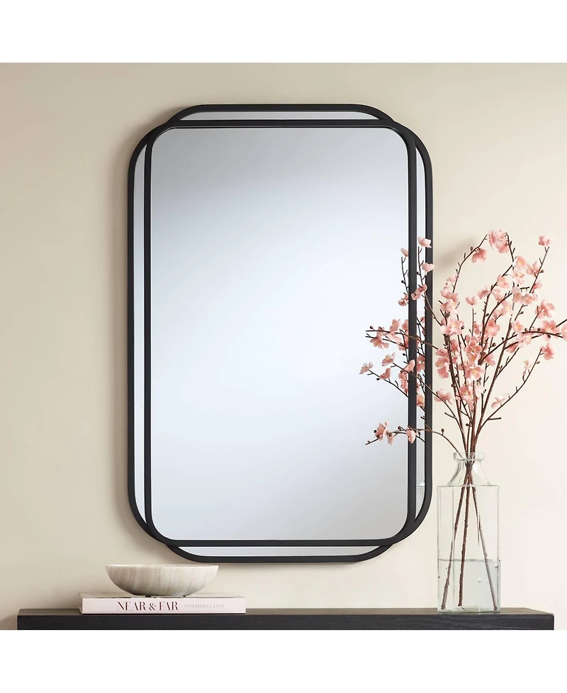 Uttermost Double Radius Matte Black 24" x 36 1/4" Wall Mirror