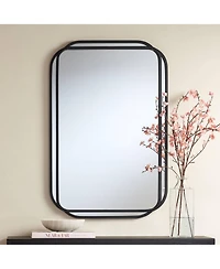Uttermost Double Radius Matte Black 24" x 36 1/4" Wall Mirror