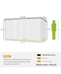 Outsunny 11.2' x 5.6' Metal Outdoor Storage Shed w/ Lock, Colde