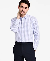 Men's Regular-Fit Non-Iron Spread Collar Check Pinpoint Dress Shirt