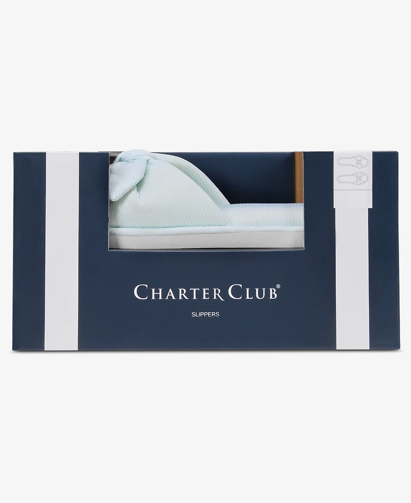 Charter Club Women's Striped Bow Slide Slippers, Exclusively at Macy's
