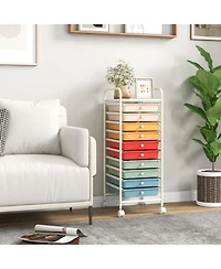 Gouun 10 Drawer Rolling Storage Cart Organizer with 4 Universal Casters