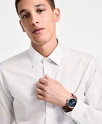 Men's Regular-Fit Non-Iron Spread Collar Tattersall Broadcloth Dress Shirt