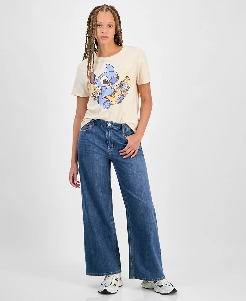 Disney Juniors' Retro Ohana Stitch Crewneck T-Shirt