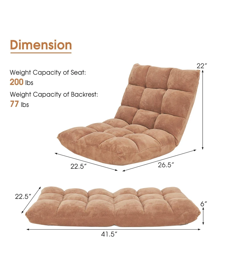 Gouun 14-Position Adjustable Floor Chair with Cushioned Seat and Steel Frame