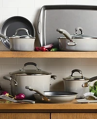 Rachael Ray Classic Brights Hard Enamel Aluminum Nonstick Cookware Set, 14-Piece