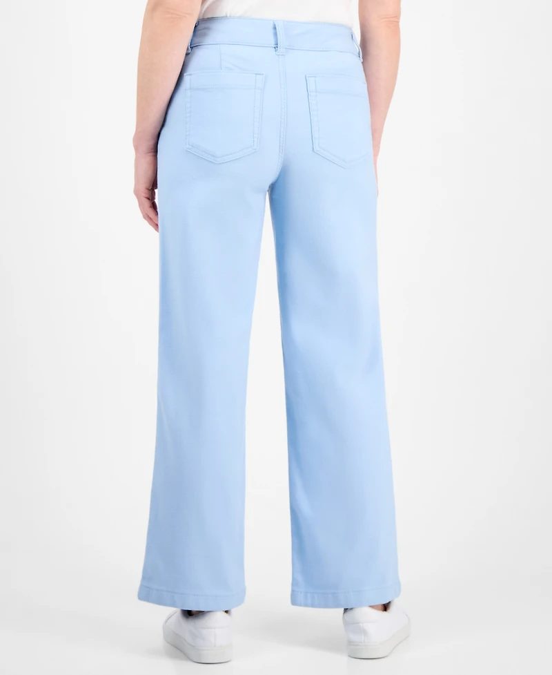 Style & Co Petite Mid-Rise Dobby Twill Wide-Leg Pants