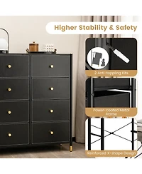 Gouun Floor Dresser Storage Organizer with 8 Drawers with Fabric Bins and Metal Frame-8-Drawer