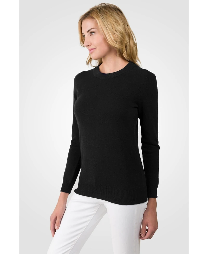 Jennie Liu Women's 100% Pure Cashmere Long Sleeve Crew Neck Pullover Sweater
