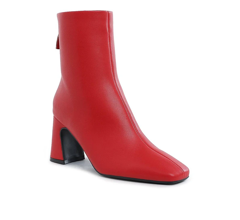 Neapolitan Faux Leather Square Toe Ankle Boots