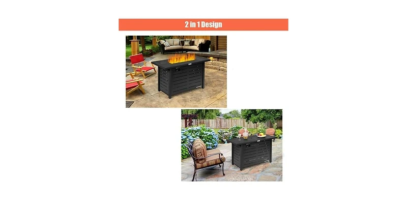 Slickblue 60,000 Btu Rectangular Portable Lp Gas Propane Fire Pit Table