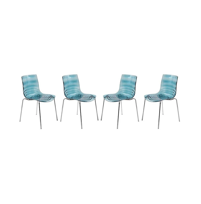LeisureMod Astor Water Ripple Design Dining Chair Set of