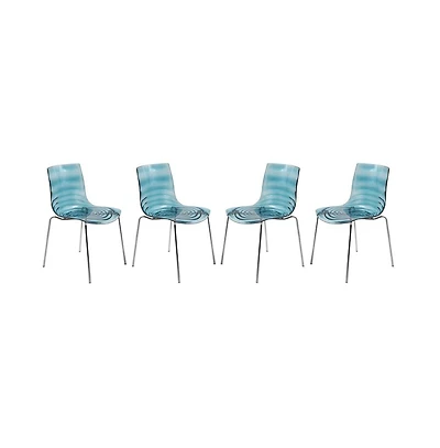 LeisureMod Astor Water Ripple Design Dining Chair Set of