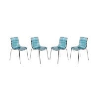 LeisureMod Astor Water Ripple Design Dining Chair Set of