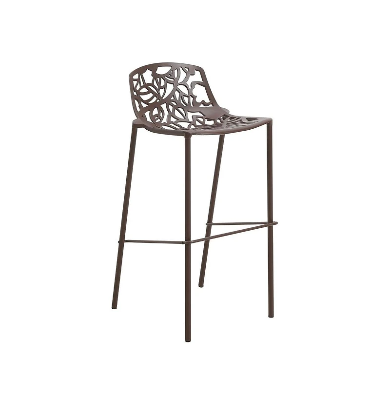LeisureMod Aluminum Bar Stool with Powder Coated Frame and Footrest