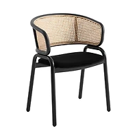 LeisureMod Dining Chair With Stainless Steel Legs Velvet Seat and Wicker Back