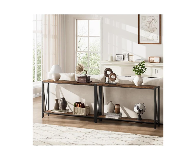 Console Table,2-Tier Entryway Table Featuring Ample Storage, Narrow Sofa Table with a V Design, Measuring 43" – Ideal for Your Entryway, L