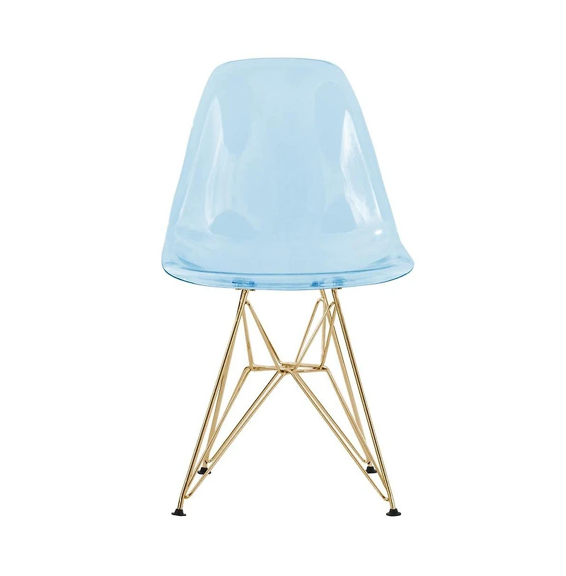 LeisureMod Cresco Molded Eiffel Side Chair with Gold Base