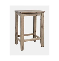 Jofran Eastern Tides Coastal Wire-Brushed Acacia Backless Counter Barstool (Set of 2