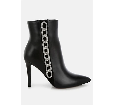 Kalina Rhinestones Chain Detail Boots
