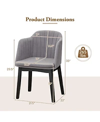 Gymax 4PCS Modern Dining Chairs Upholstered Velvet Accent Chairs w/ Curved Backrests