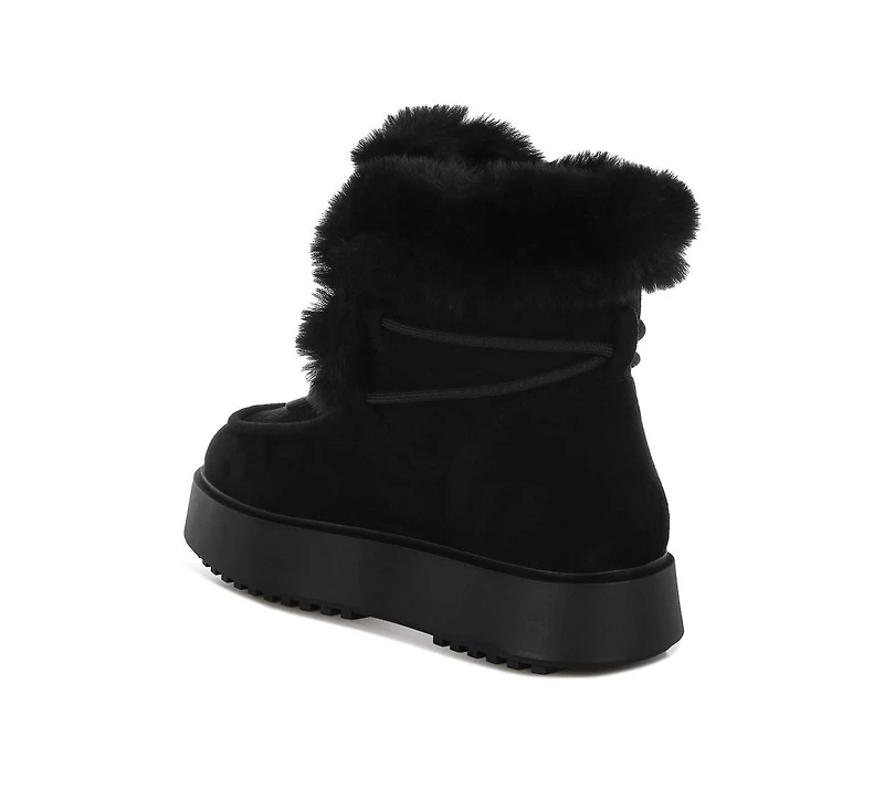 Bunting Faux Fur Collar Flatform Boots