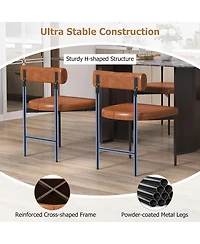 Gymax Dining Chair Set of 2 Faux Leather Upholstered Kitchen Side w/ Curved