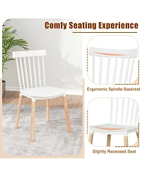 Gymax Set of 4 Windsor Dining Chairs w/ Spindle Backs & Curved Seats