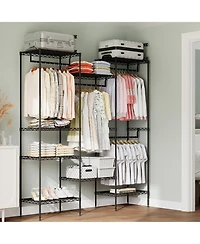 gaomon CuisinSmart Clothing Racks for Hanging Clothes, Metal Clothes Hanging Rack with 8 Adjustable Shelves & 4 Hanging Rods, Freestanding Wardrobe Cl