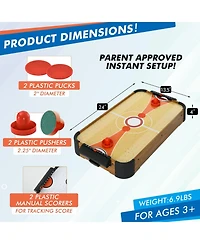 Sugift 24" Mini Tabletop Air Hockey Game for Kids, Compact Air Hockey Table w/Electric Fan, Pushers & Pucks