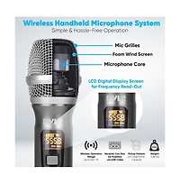 Pyle Uhf Wireless Handheld Microphone System - 32-Channel Frequency, Receiver, Usb Rechargeable, Includes (2) Mics