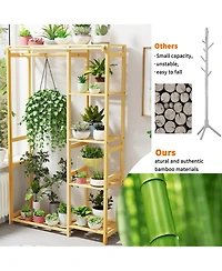 Unho Wooden Garment Rack: Coat Stand with Shelves Cabinet Clothes Storage