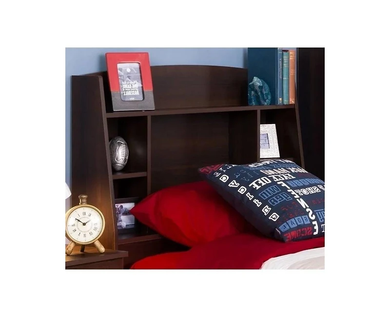 Slickblue Wood Finish Bookcase Headboard with Built-In Storage for Easy Access