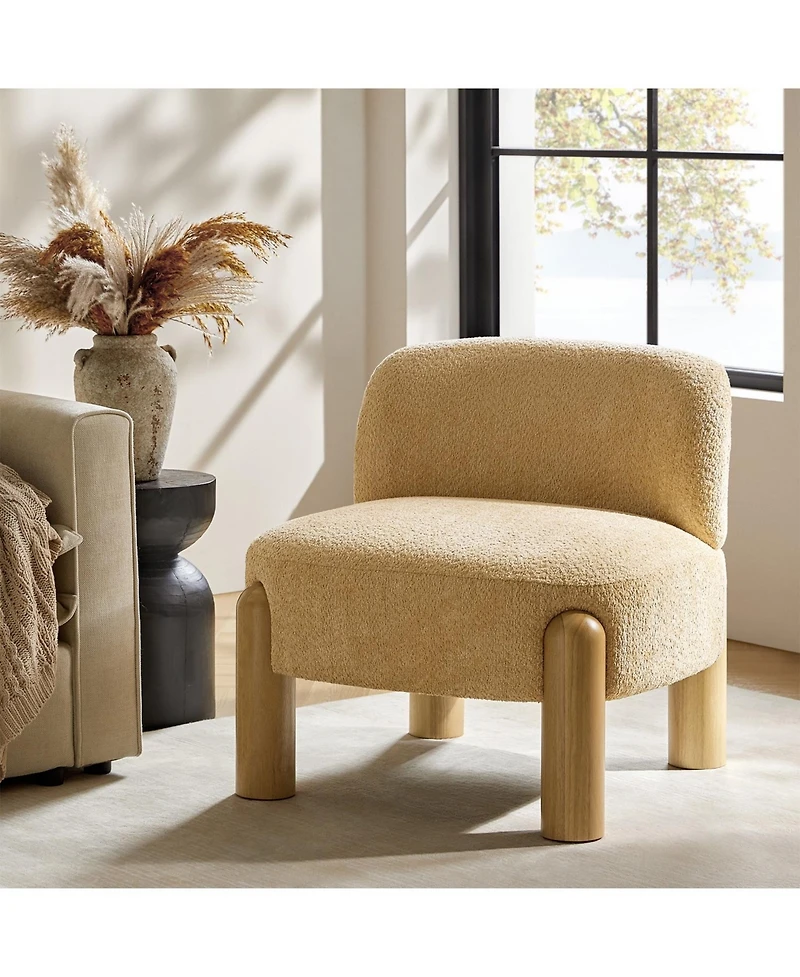 Hulala Home Vanessa Modern Armchair with Solid Wood Legs and Adjustable Foot