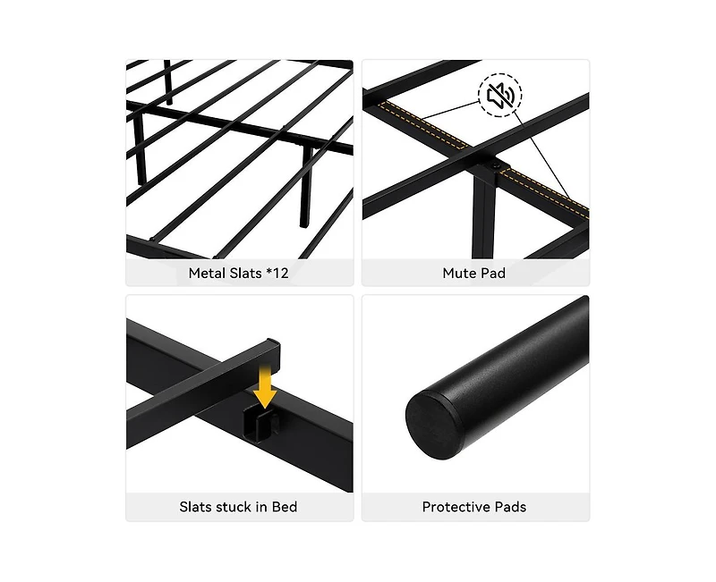 gaomon Twin Size Platform Bed Frame with Headboard, Heavy Duty Mattress Foundation with Metal Slats Support, No Box Spring Needed