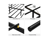 gaomon Twin Size Platform Bed Frame with Headboard, Heavy Duty Mattress Foundation with Metal Slats Support, No Box Spring Needed