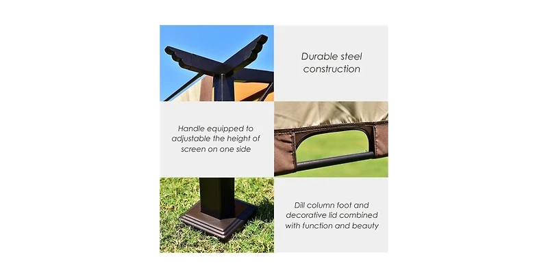 Slickblue 12 ft x 9 ft Steel Outdoor Pergola Gazebo Canopy Sun Shelter