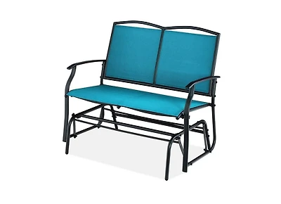 Slickblue 2 Seat Mesh Patio Loveseat Swing Glider Rocker with Armrests
