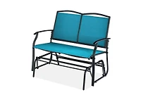 Slickblue 2 Seat Mesh Patio Loveseat Swing Glider Rocker with Armrests