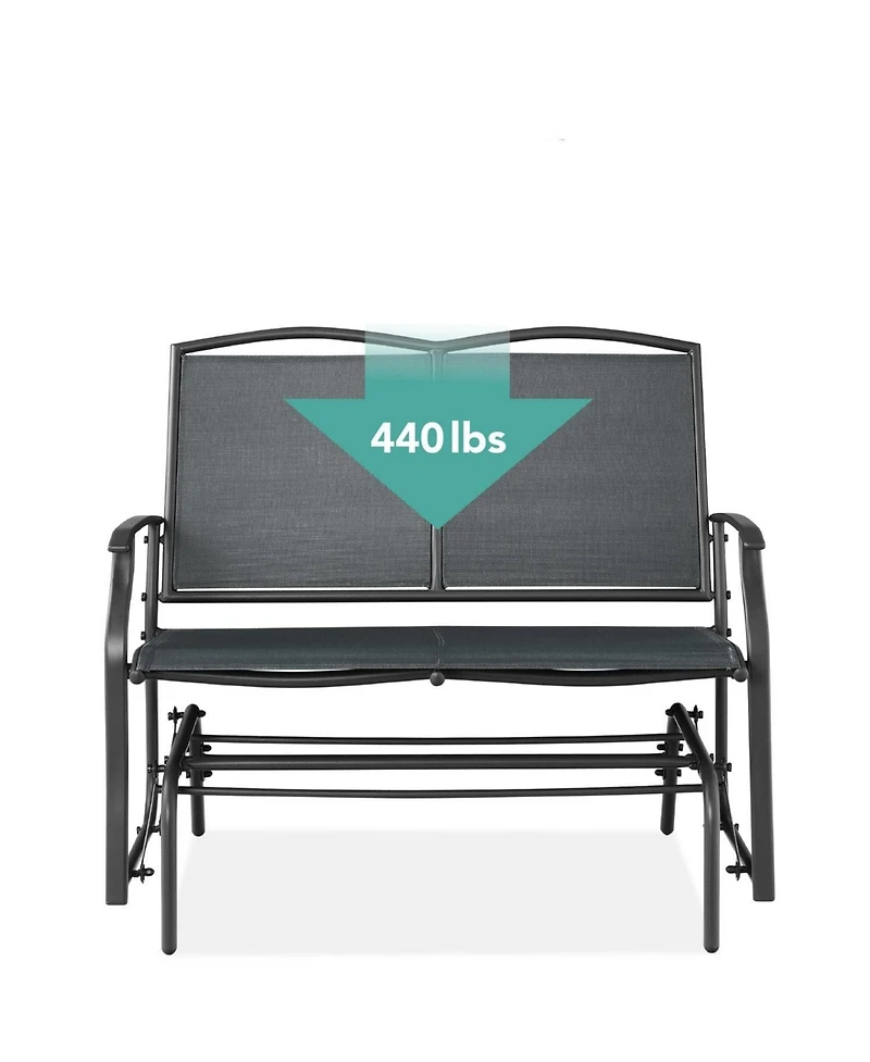 Slickblue 2 Seat Mesh Patio Loveseat Swing Glider Rocker with Armrests