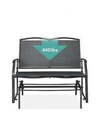 Slickblue 2 Seat Mesh Patio Loveseat Swing Glider Rocker with Armrests
