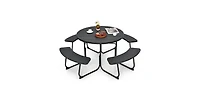 Slickblue Outdoor Metal and Hdpe Picnic Table Bench Set with Umbrella Hole - Seats 8