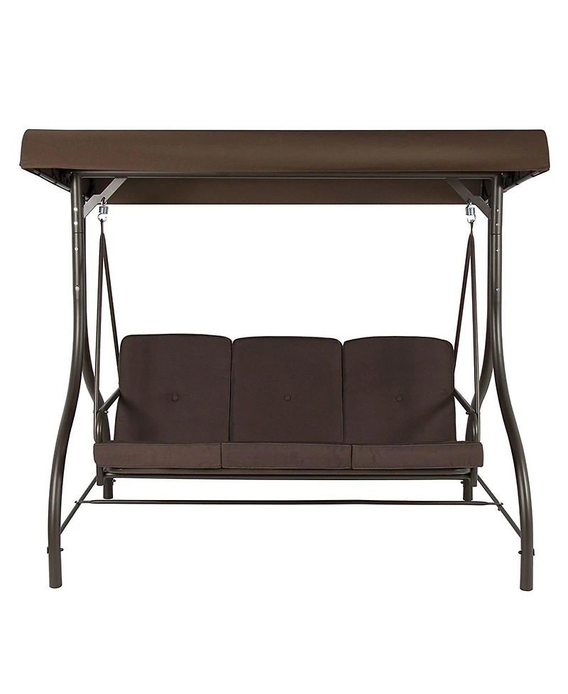 Slickblue Outdoor Porch Swing for 3 with Canopy for Comfort and Sun Protection