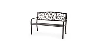 Romantic Curved Metal Bench – Heart Pattern Garden Seat for Patio, Lawn, or Walkway