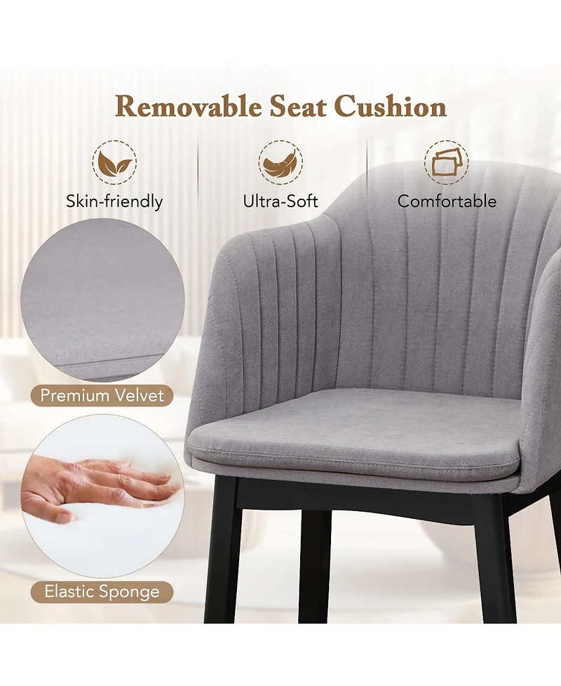 Gymax 2PCS Modern Dining Chairs Upholstered Velvet Accent Chairs w/ Curved Backrests
