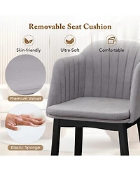 Gymax 2PCS Modern Dining Chairs Upholstered Velvet Accent Chairs w/ Curved Backrests