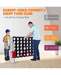 Gymax Giant 4 in A Row Jumbo 4-to-Score Game Set Kids Adults w/ 42 Jumbo Rings