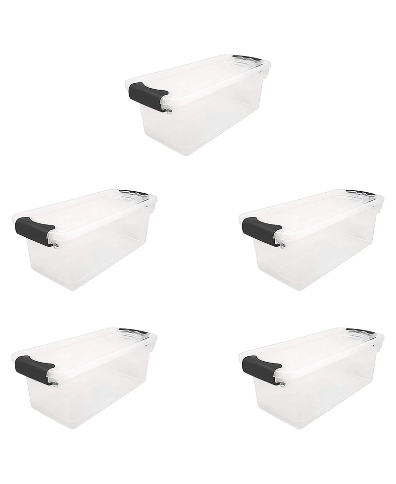 Homz 7.5 Qt Clear Storage Organizing Container Bin with Latching Lids, (5 Pack)