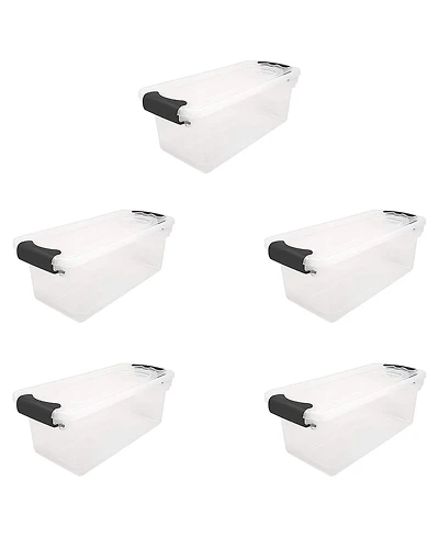 Homz 7.5 Qt Clear Storage Organizing Container Bin with Latching Lids, (5 Pack)